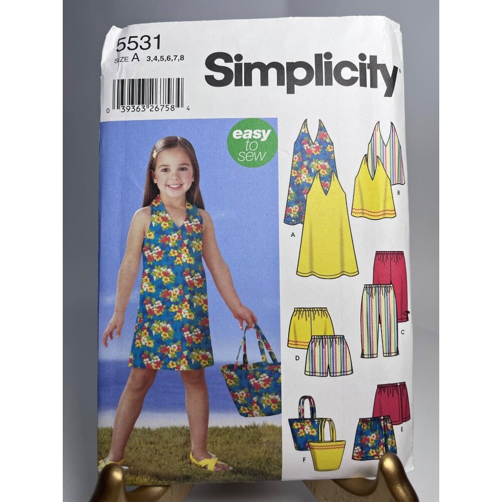 Vintage Simplicity 5531 Girls Halter Dress Top Pants Skort Sewing Patterns